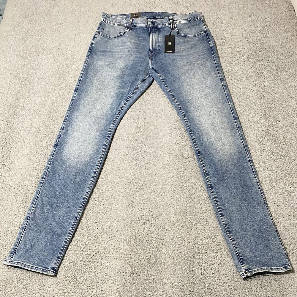 G Star Raw Revend Fwd Skinny Jeans Mens 38x34 Blue Light Wash Super Stretch NEW